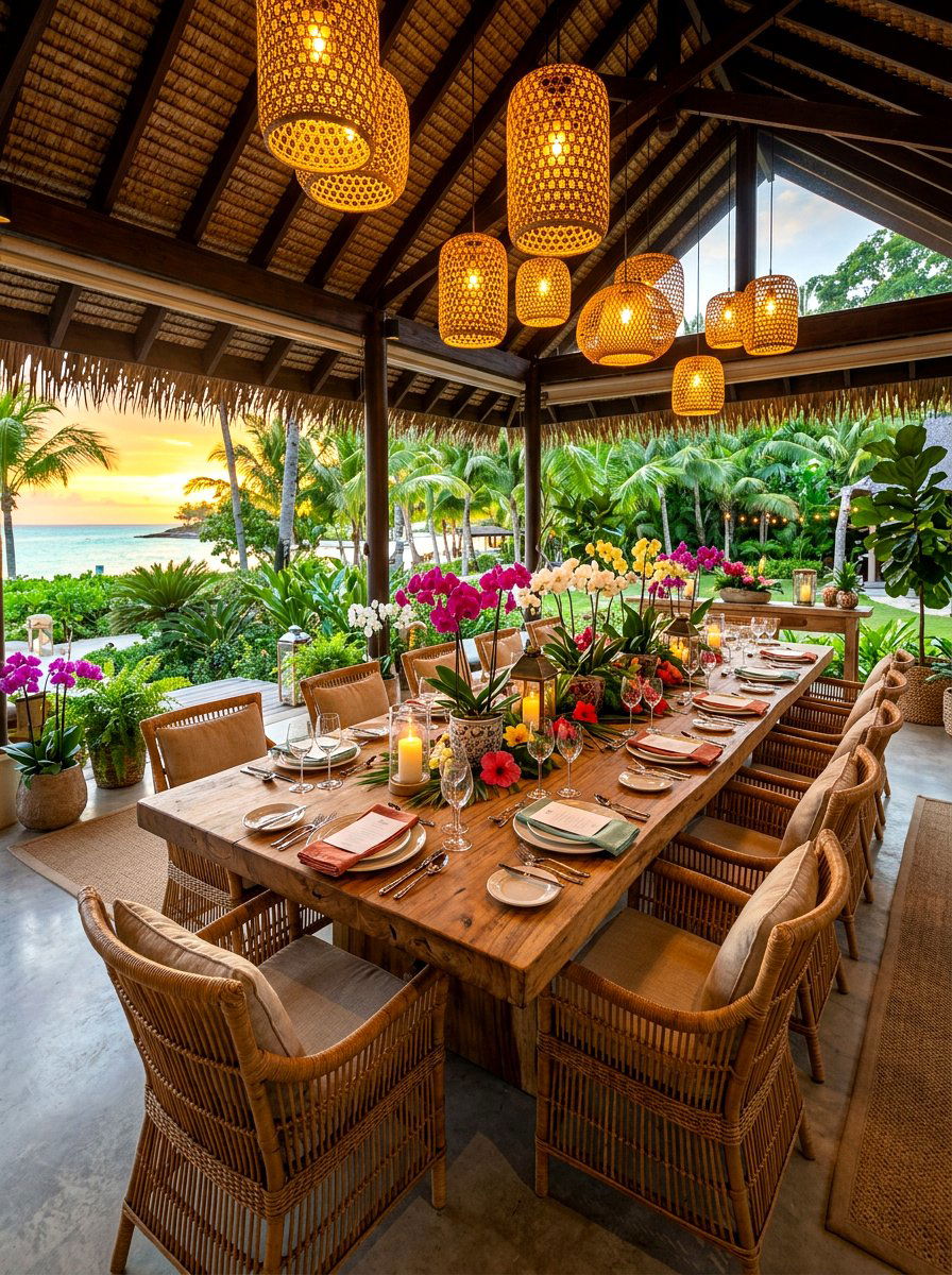 Tropical Dining Area - 30 tropical patio ideas