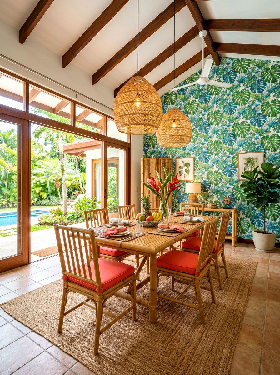 Tropical Dining Room - 30 romantic dinner room ideas