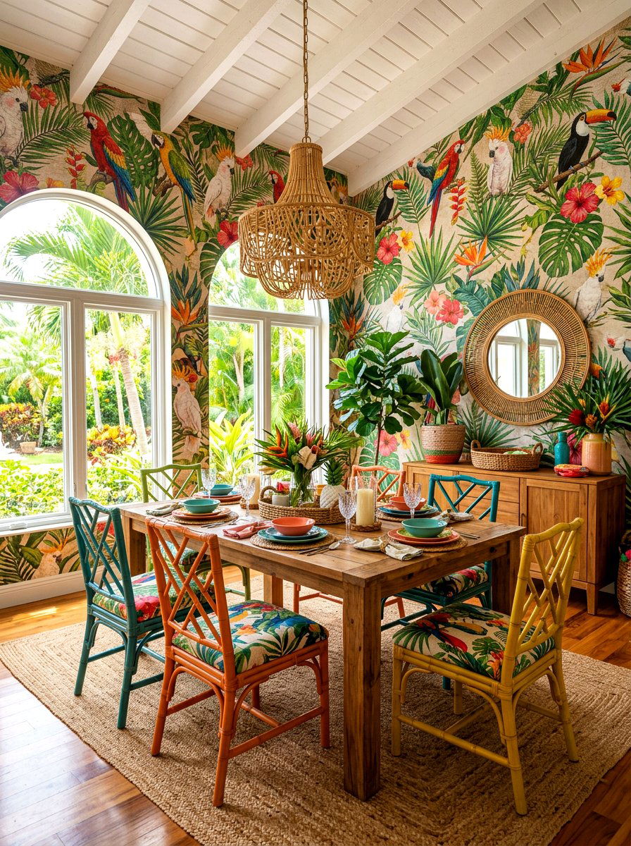 Tropical Dining Room Wallpaper - 30 dining room wallpaper ideas