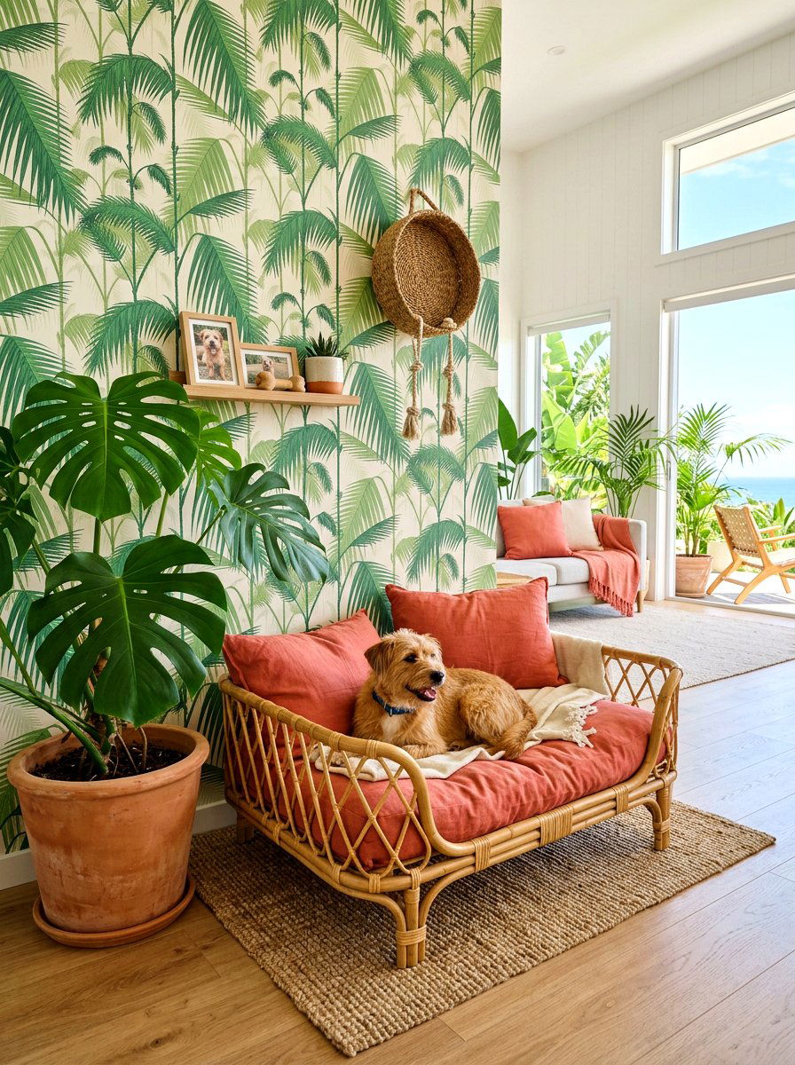 Tropical Dog Corner - 30 dog bedroom decor ideas