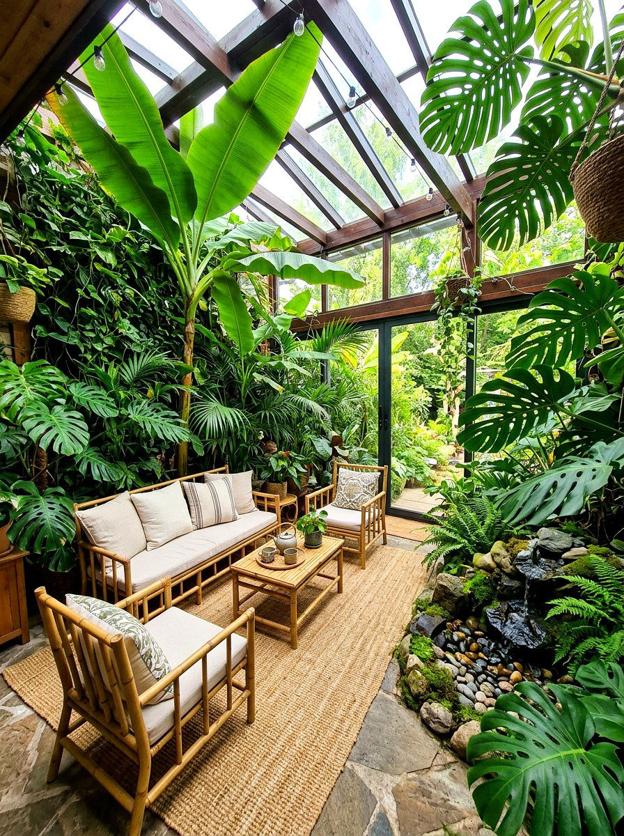 Tropical Enclosed Patio - 30 enclosed patio garden ideas