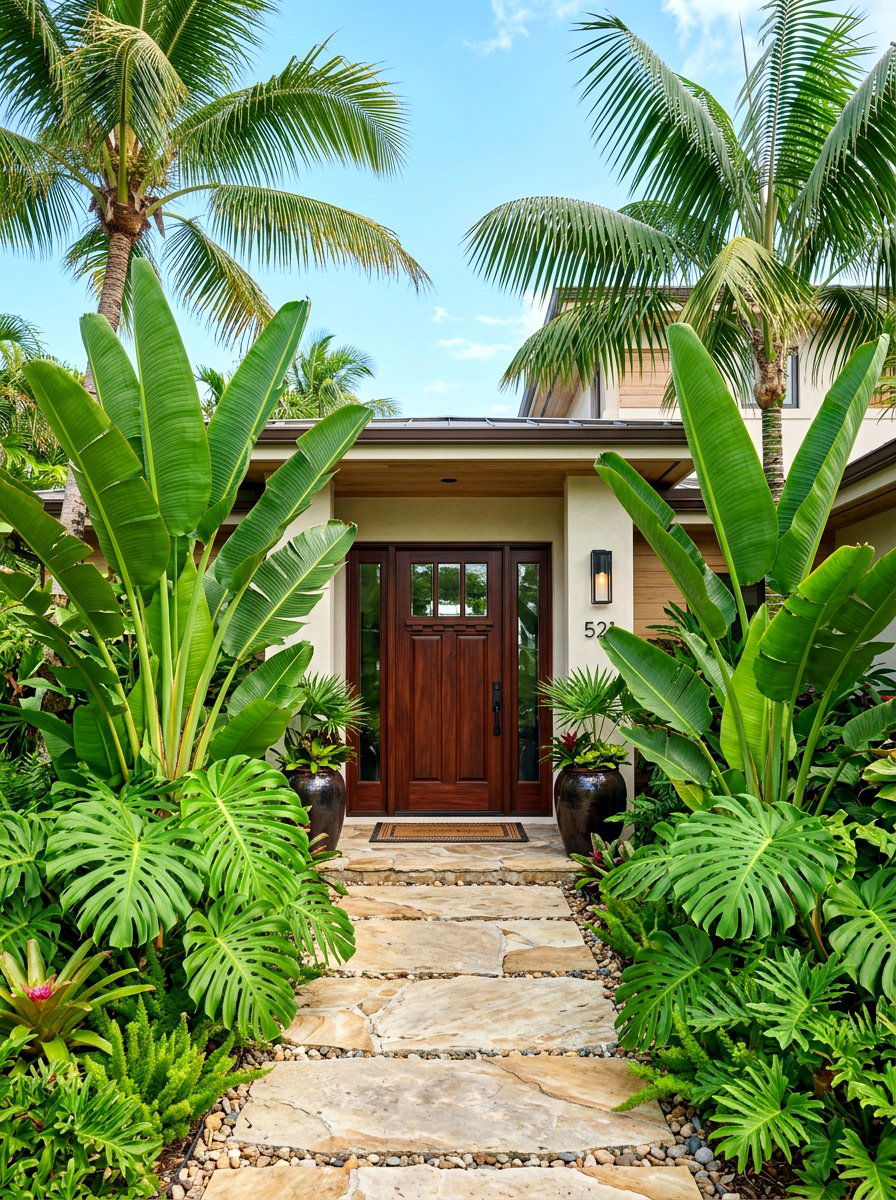 Tropical Entryway - 30 modern front yard ideas