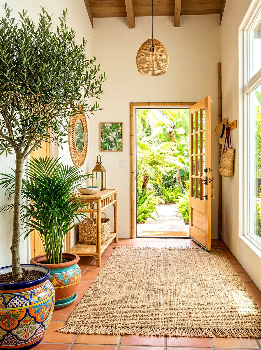 Tropical Entryway - 30 potted olive tree entry ideas