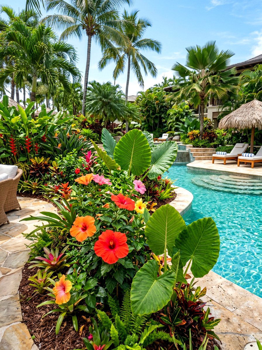 Tropical Flower Bed - 30 flower bed ideas