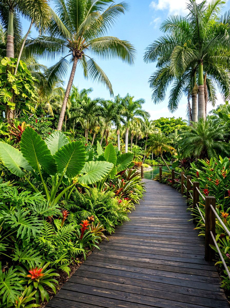 Tropical Foliage Border - 30 side yard landscaping ideas
