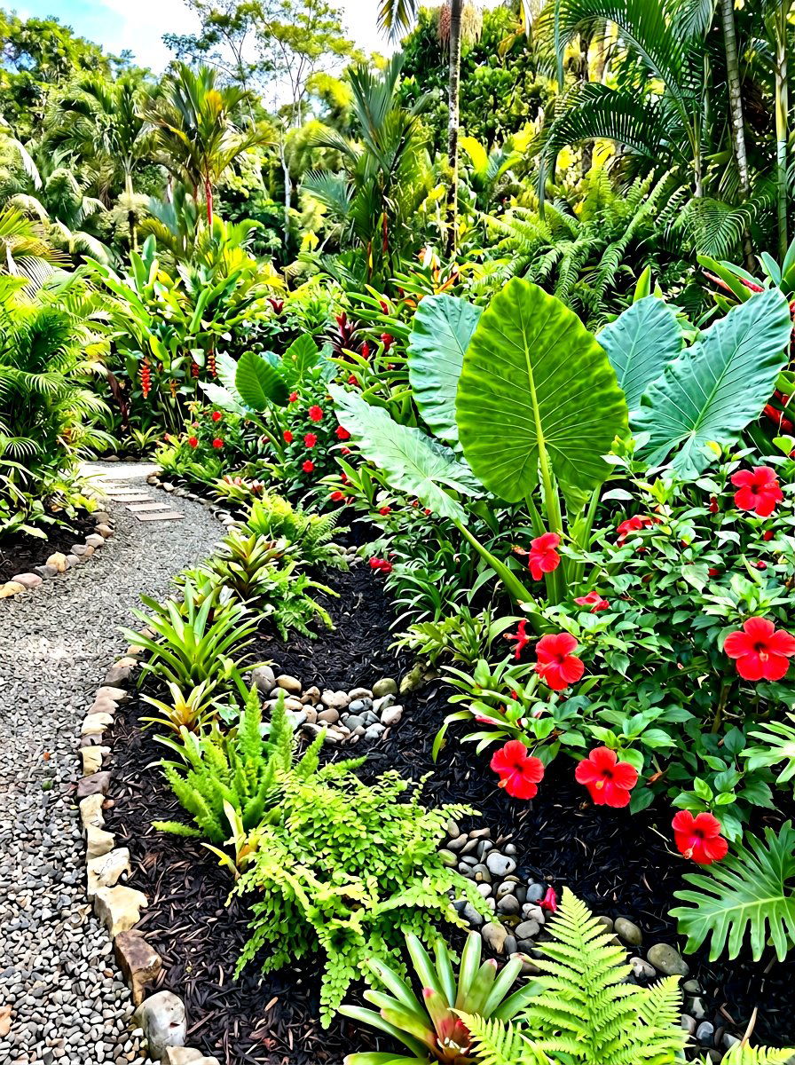 Tropical Foliage Swale - 30 swale landscaping ideas
