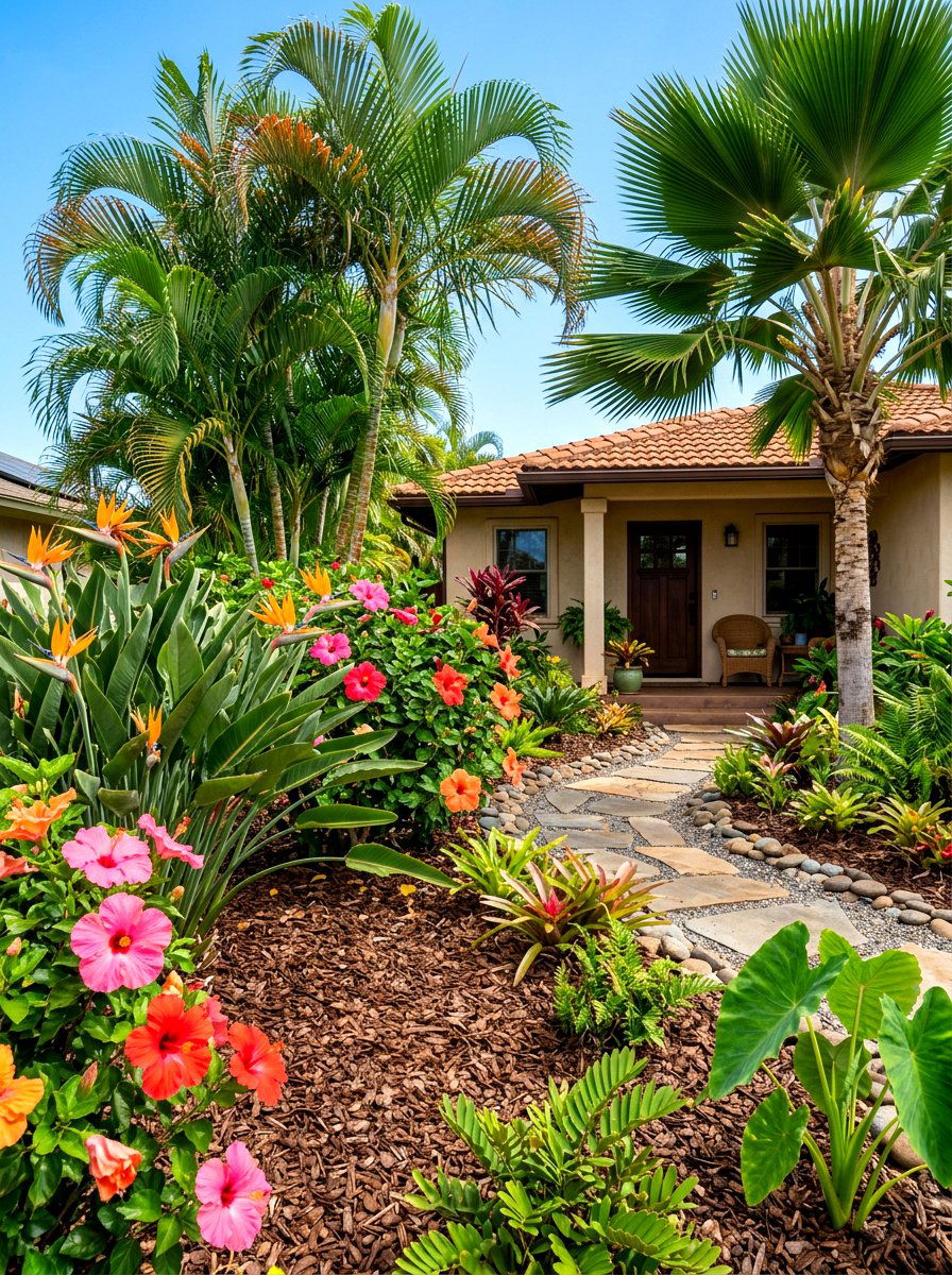 Tropical Front Yard - 30 front lawn landscaping ideas