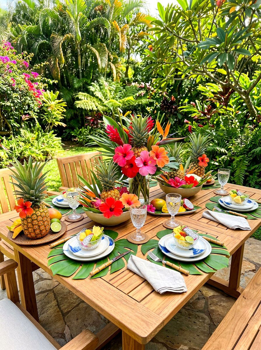 Tropical Fruit And Flower Table - 30 floral tablescape ideas