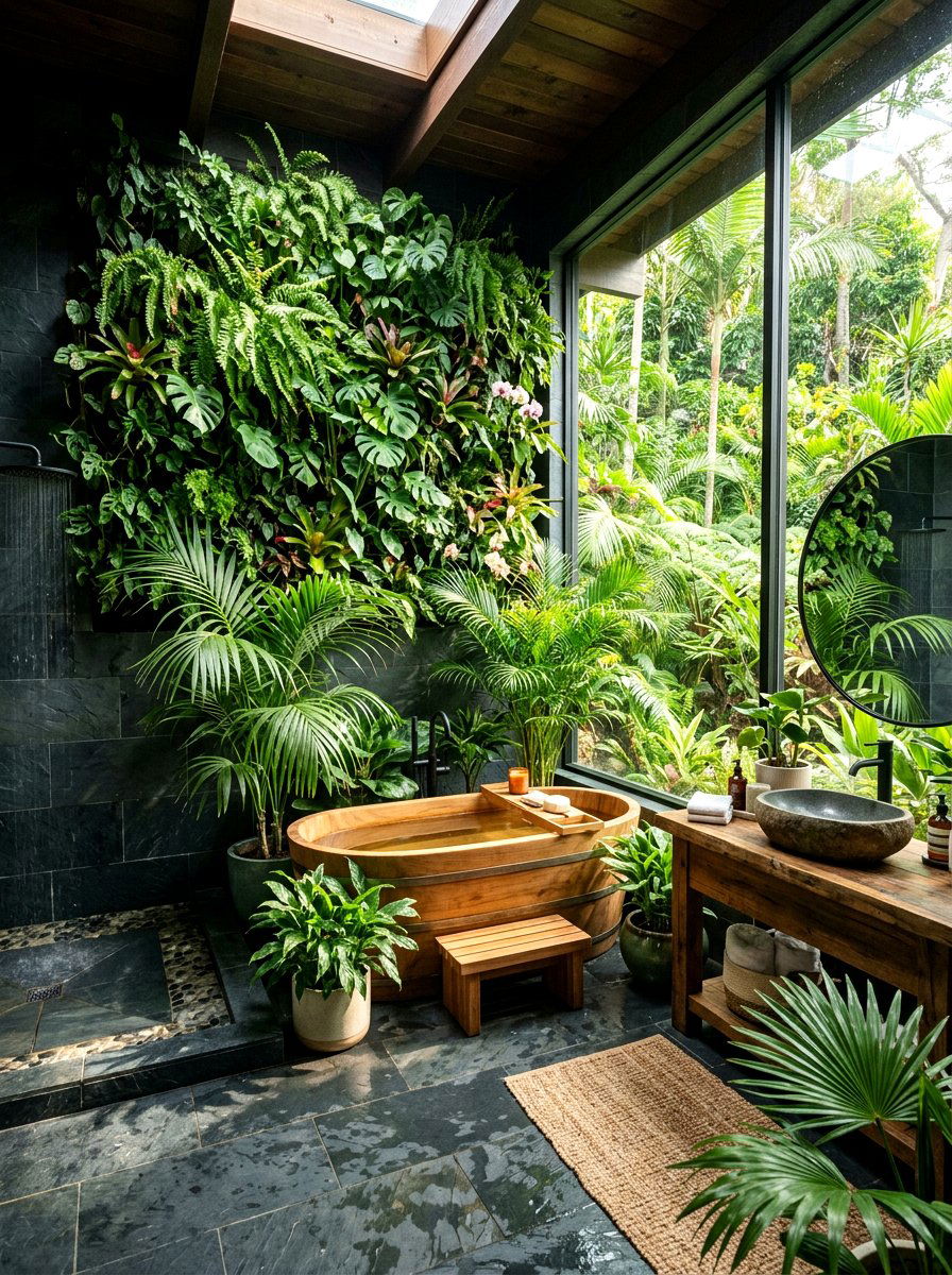Tropical Garden Bathroom - 30 spa hotel bathroom ideas