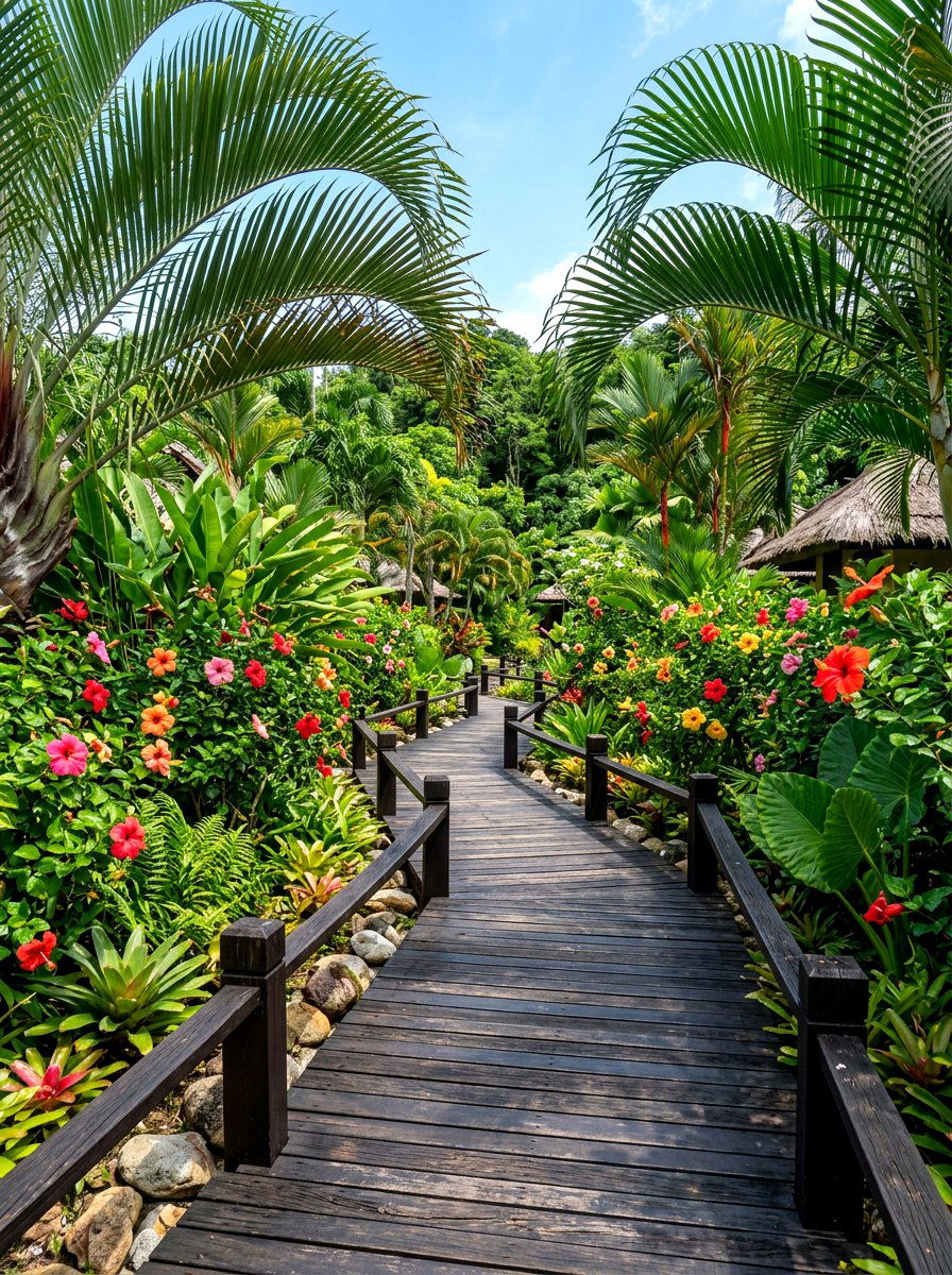 Tropical Garden Boardwalk - 30 boardwalk garden path ideas