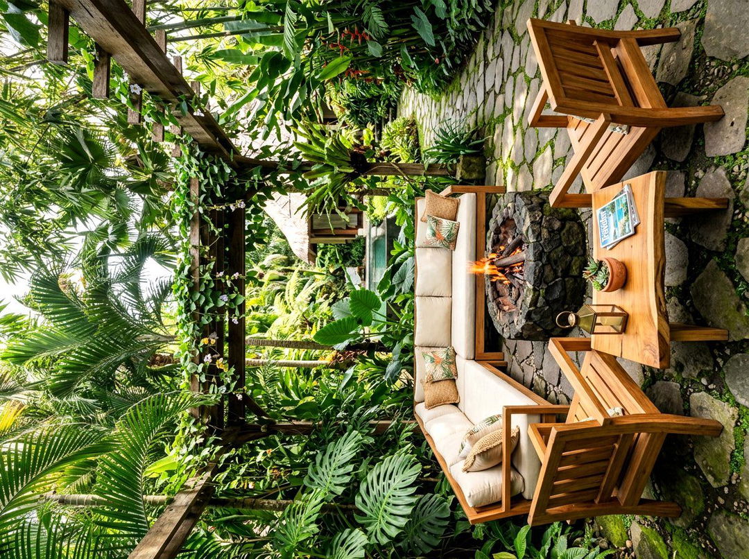 Tropical Garden Fire Lounge - 30 sunken fire lounge ideas