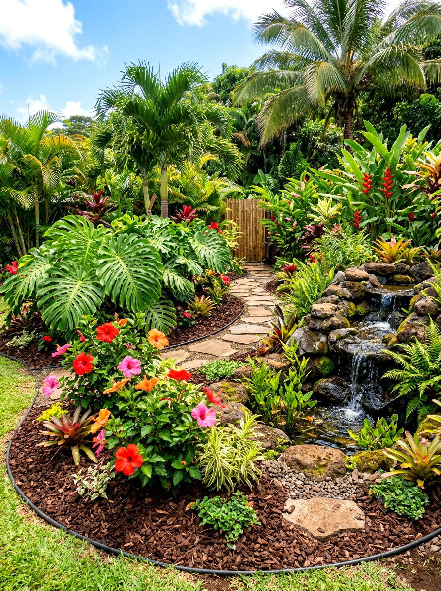 Tropical Garden Mulch - 30 mulch landscaping ideas