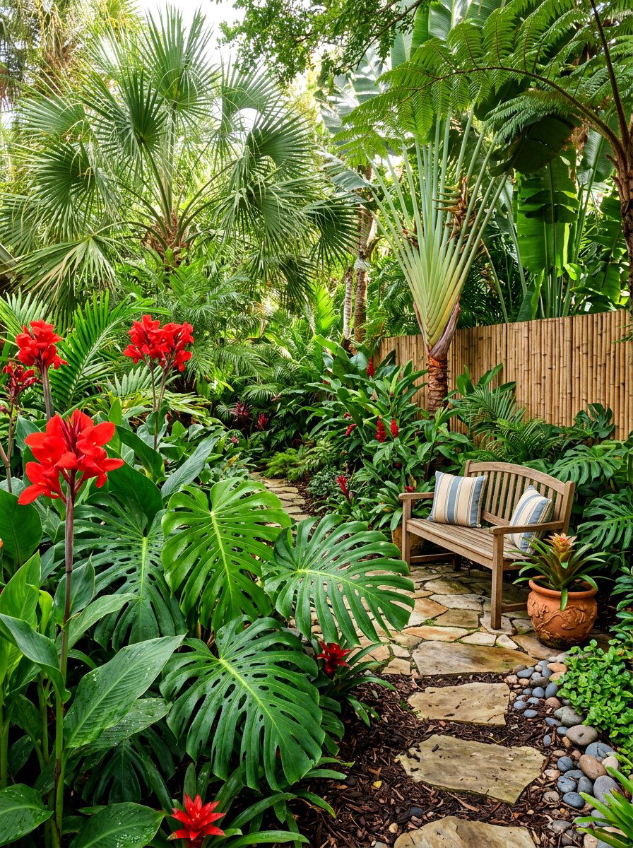 Tropical Garden Oasis - 30 small yard landscaping ideas