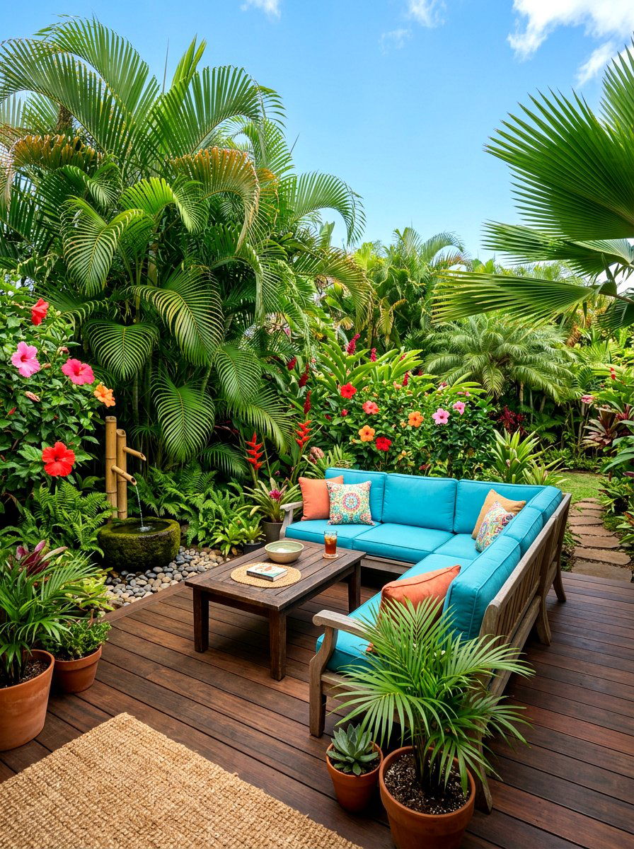Tropical Garden Patio - 30 summer patio hosting ideas