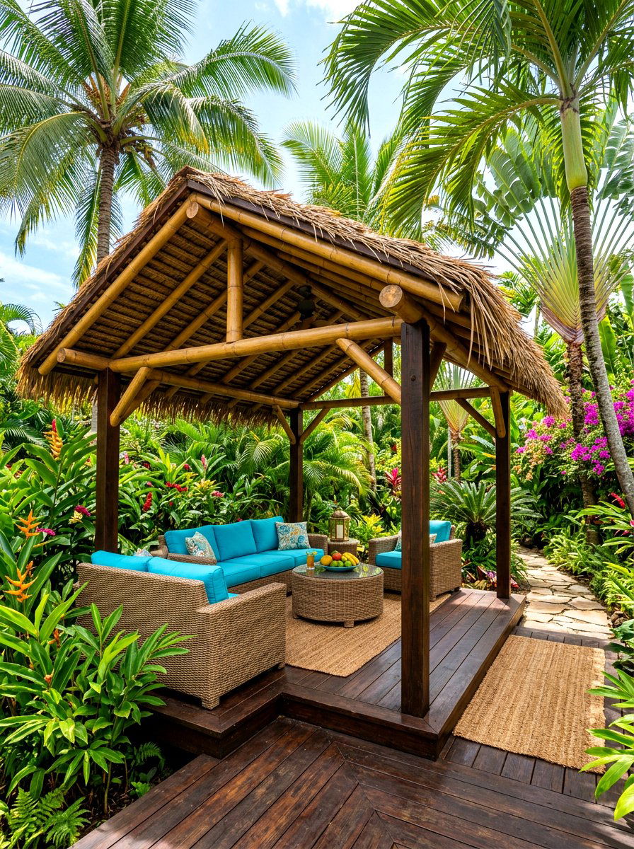 Tropical Garden Pergola - 30 outdoor breakfast pergola ideas