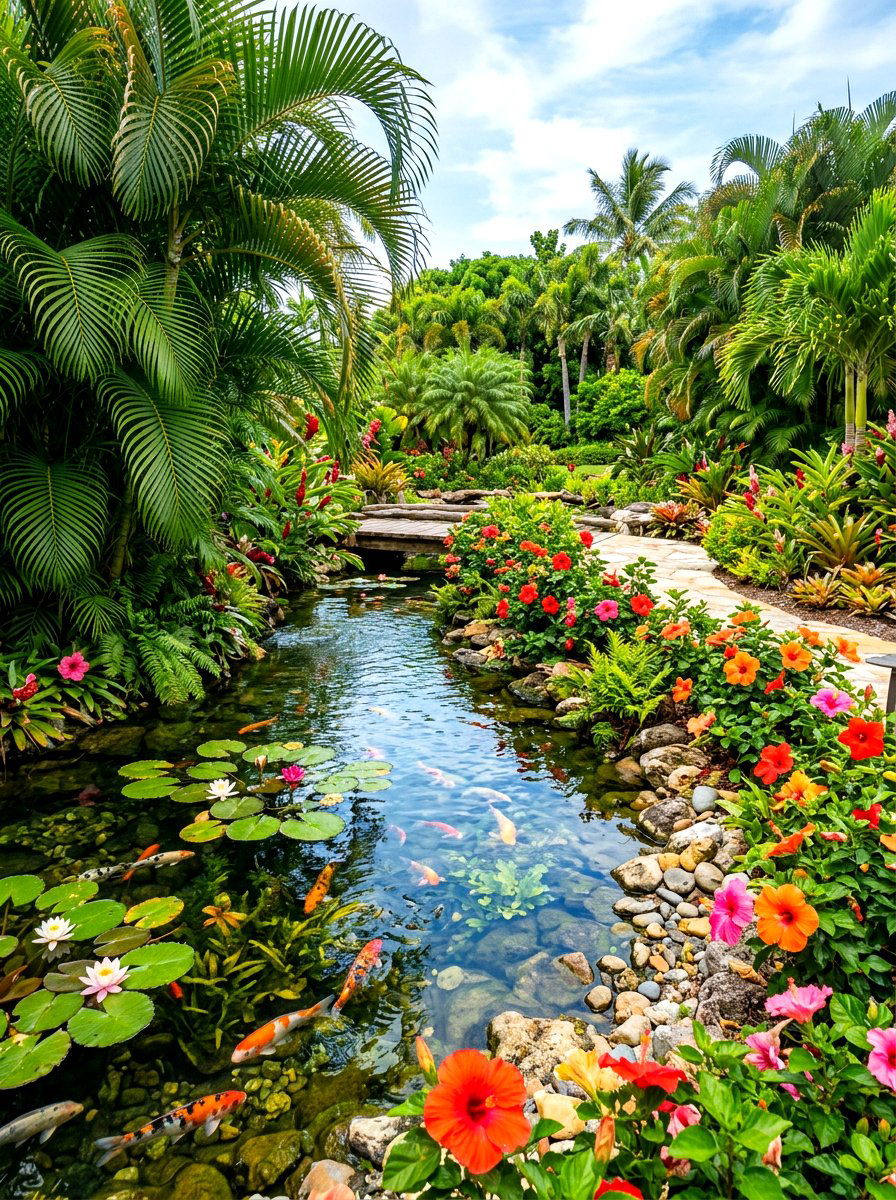 Tropical Garden Pond - 30 backyard pond ideas