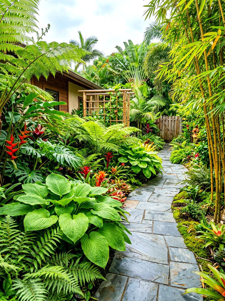 Tropical Garden Side Yard - 30 narrow garden ideas