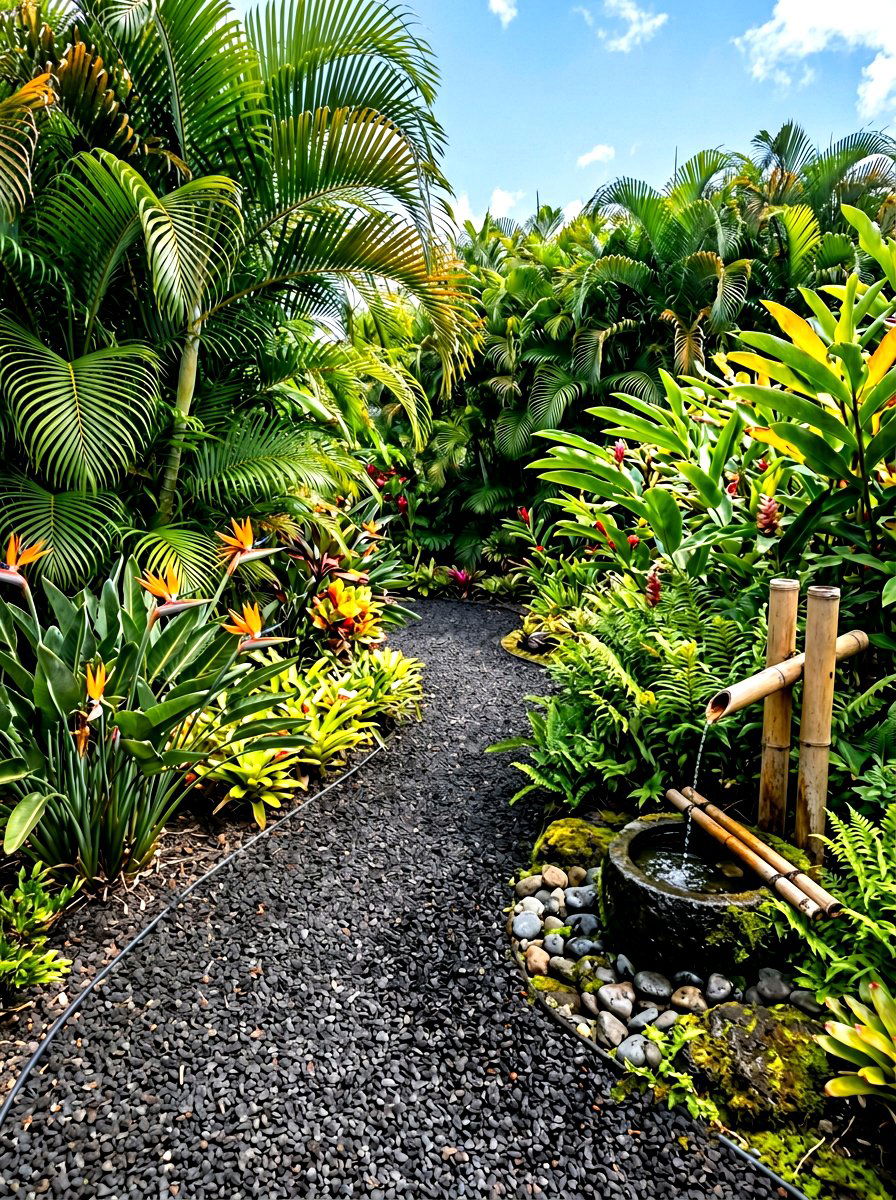 Tropical Gravel Oasis - 30 gravel courtyard ideas