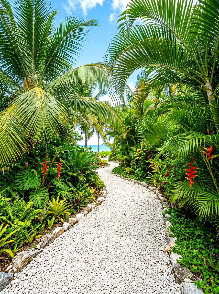 Tropical Gravel Path - 30 gravel walkway ideas