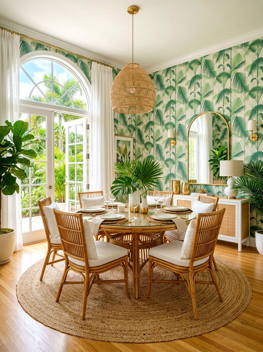 Tropical Green Dining Room - 30 green dining room ideas