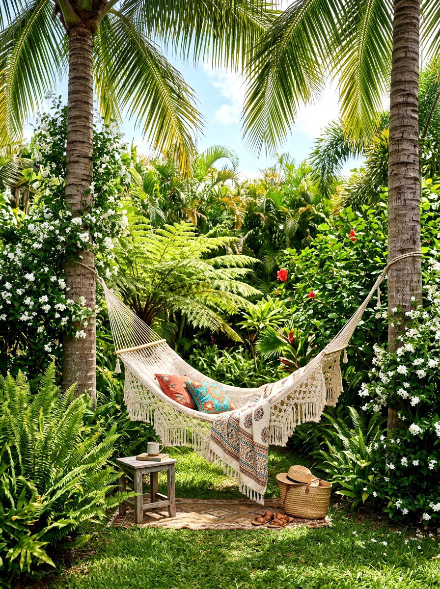 Tropical Hammock Nook - 30 tropical patio ideas