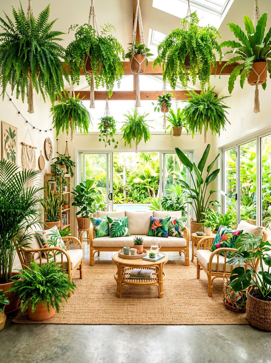 Tropical Hanging Fern - 30 hanging fern indoor ideas