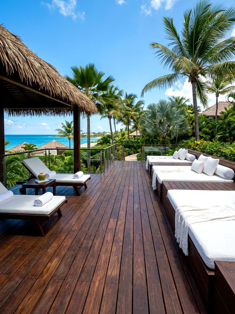 Tropical Hardwood Sun Deck - 30 built in sunbed patio ideas