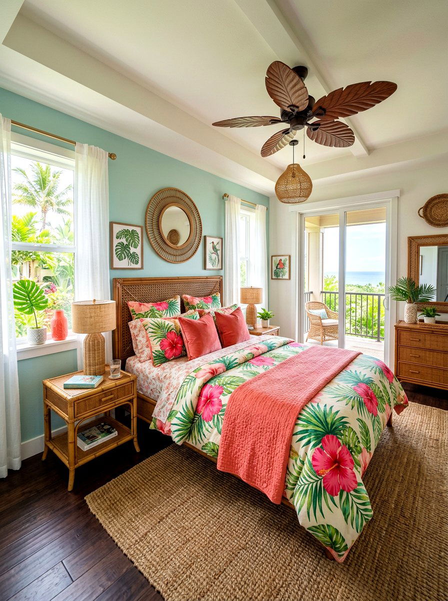 Tropical Hibiscus Bedding - 30 floral bedding aesthetic ideas