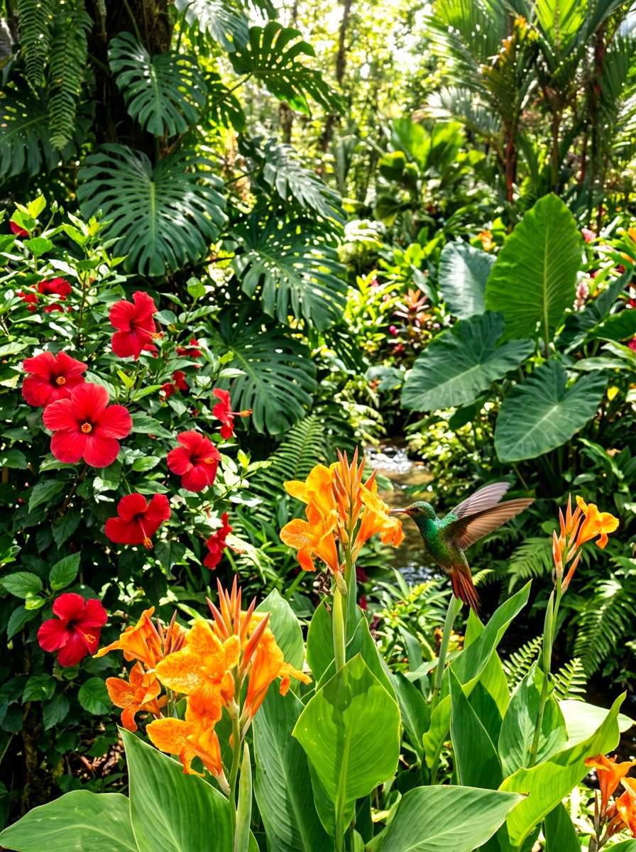 Tropical Hummingbird Paradise - 30 hummingbird border ideas