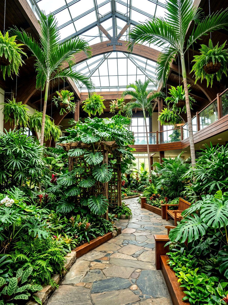 Tropical Indoor Garden - 30 atrium house ideas