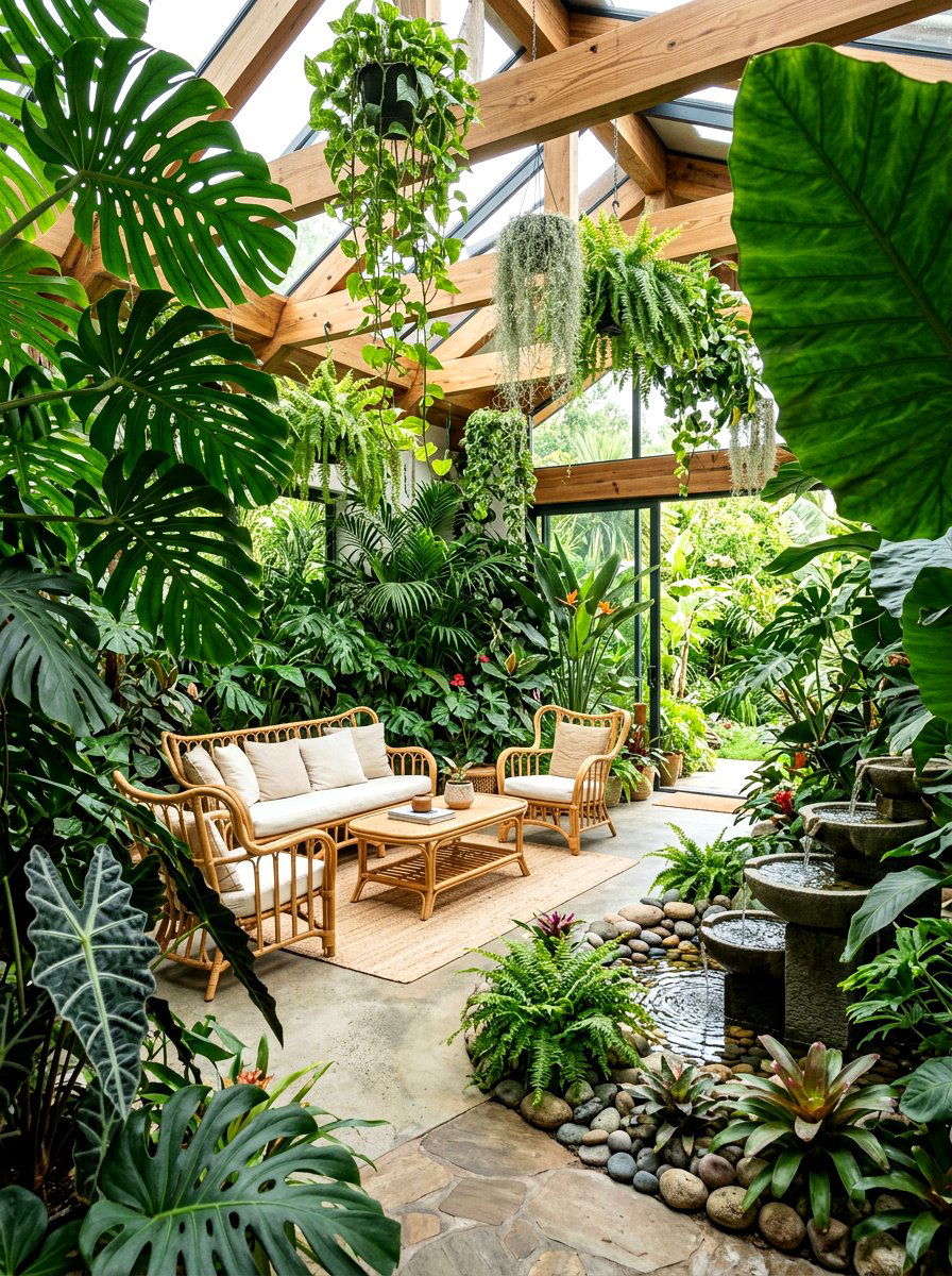 Tropical Indoor Jungle - 30 indoor garden room ideas