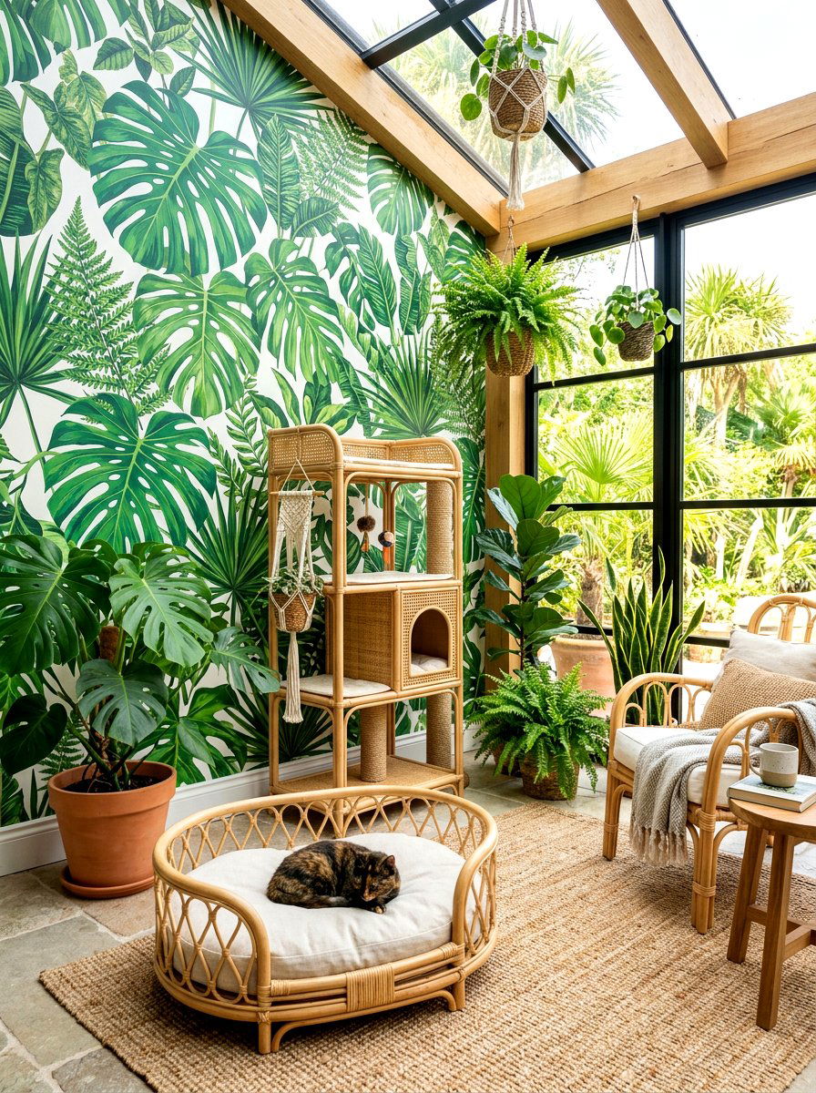Tropical Jungle Leaf Wallpaper - 30 pet room wallpaper ideas