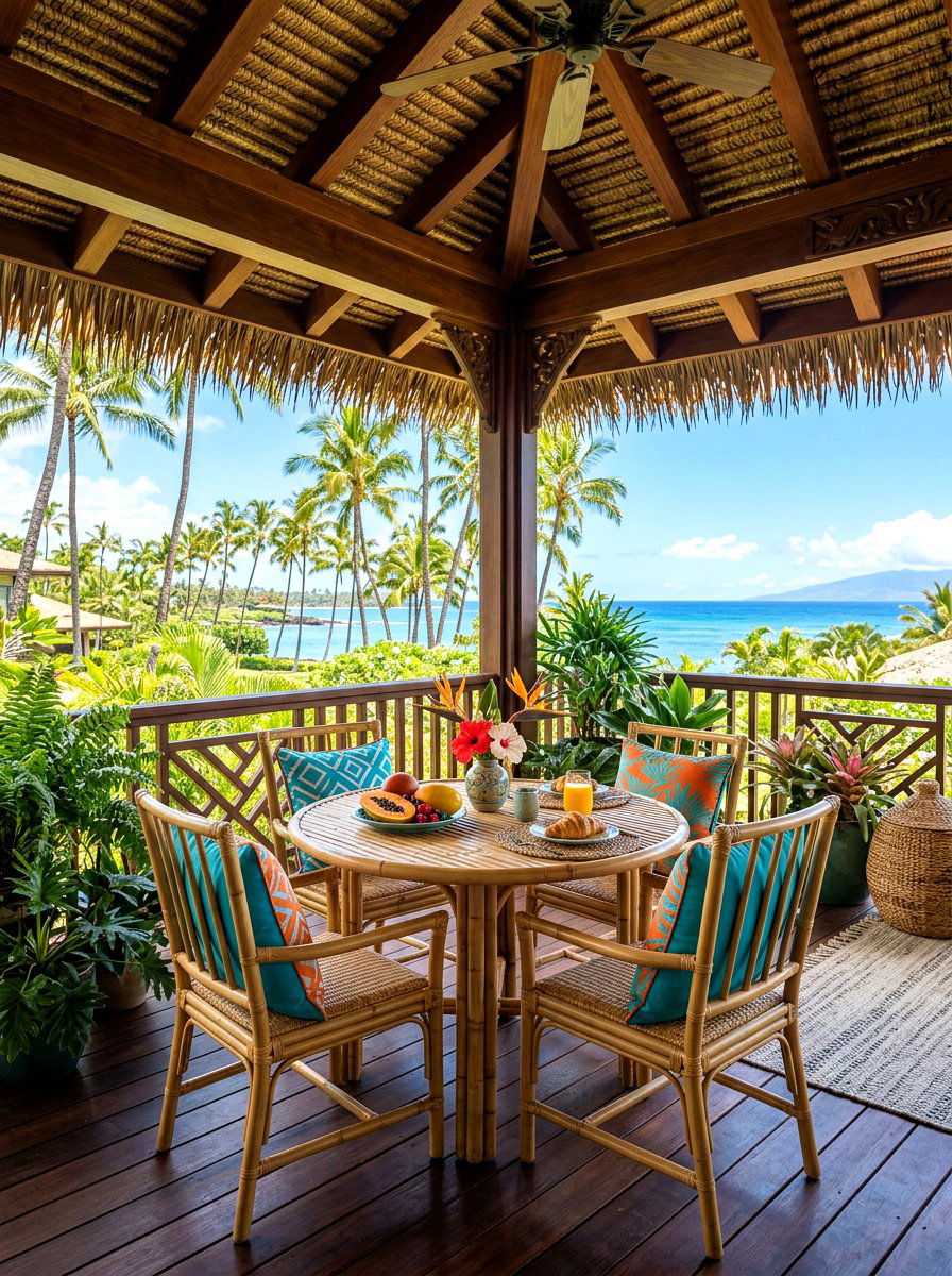 Tropical Lanai Breakfast Nook - 30 indoor outdoor breakfast room ideas