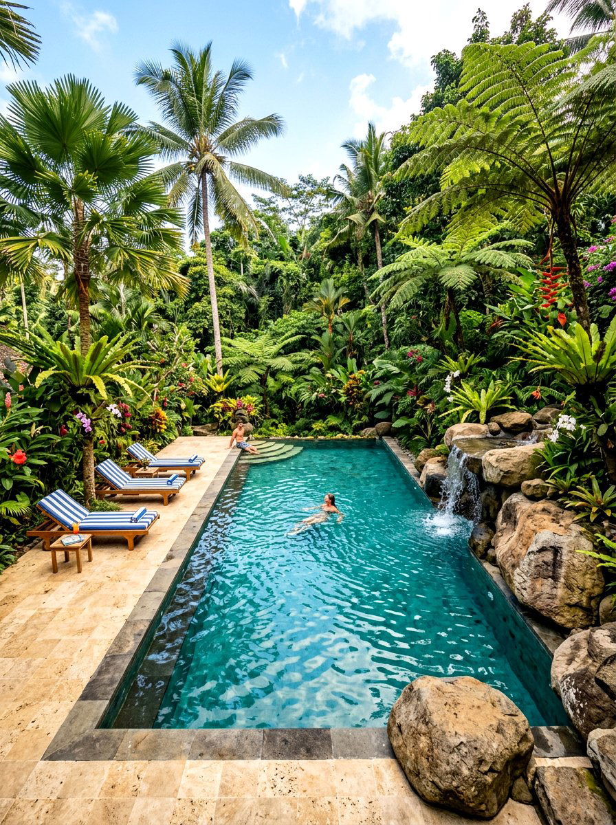 Tropical Landscaped Pool - 30 rectangular pool ideas