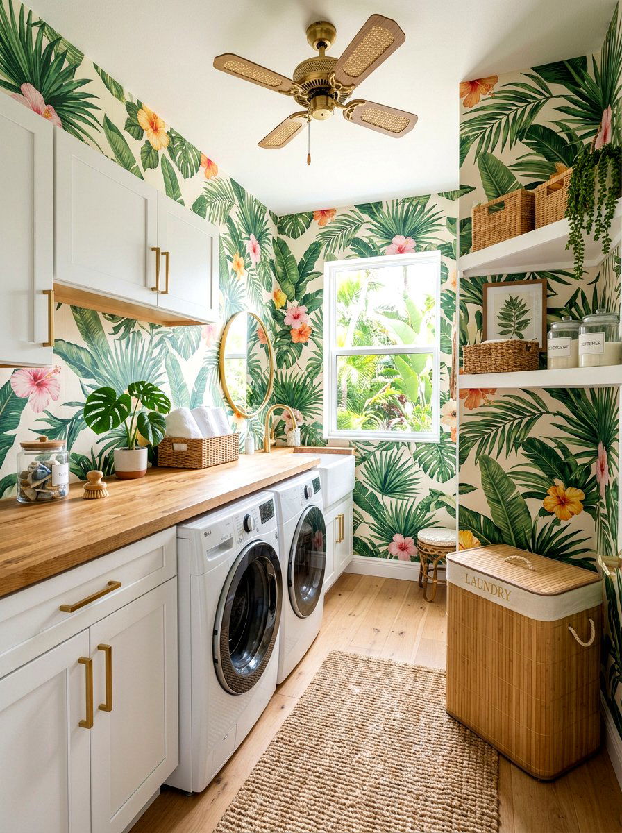 Tropical Laundry Room Wallpaper - 30 laundry room wallpaper ideas