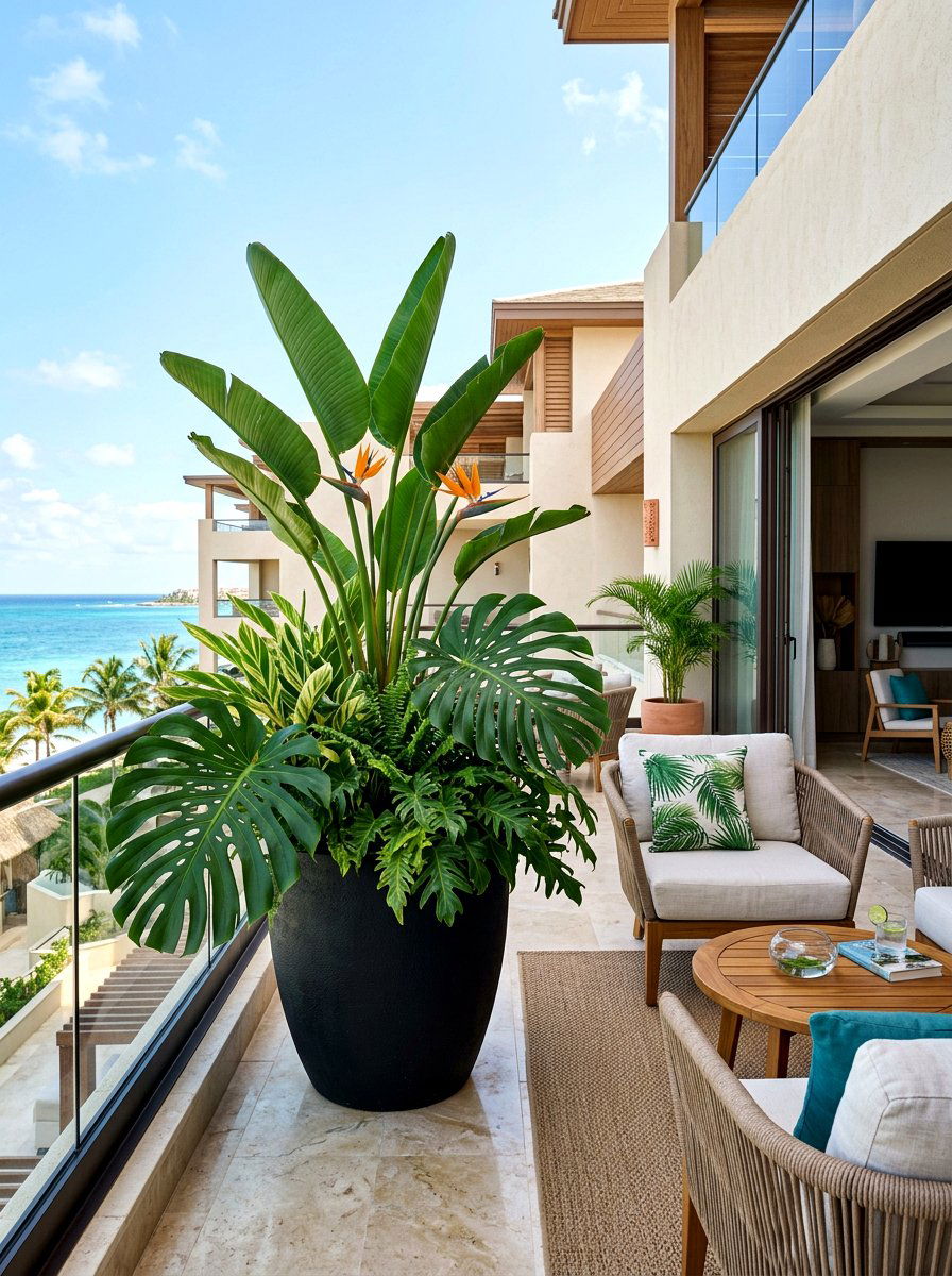 Tropical Leaf Arrangement - 30 small space container garden ideas