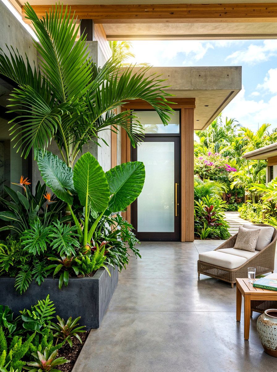 Tropical Leaf Front Door Planter - 30 front door planter ideas
