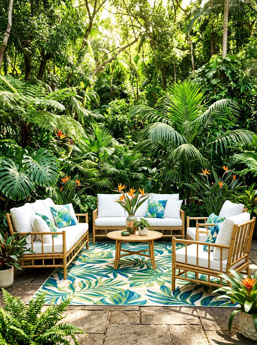 Tropical Leaf Outdoor Rug - 30 patio rug ideas