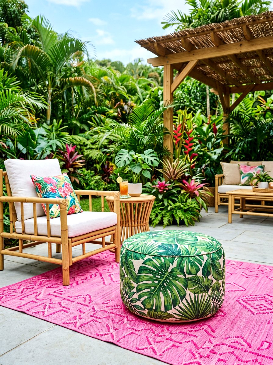 Tropical Leaf Pouf - 30 outdoor pouf lounge ideas