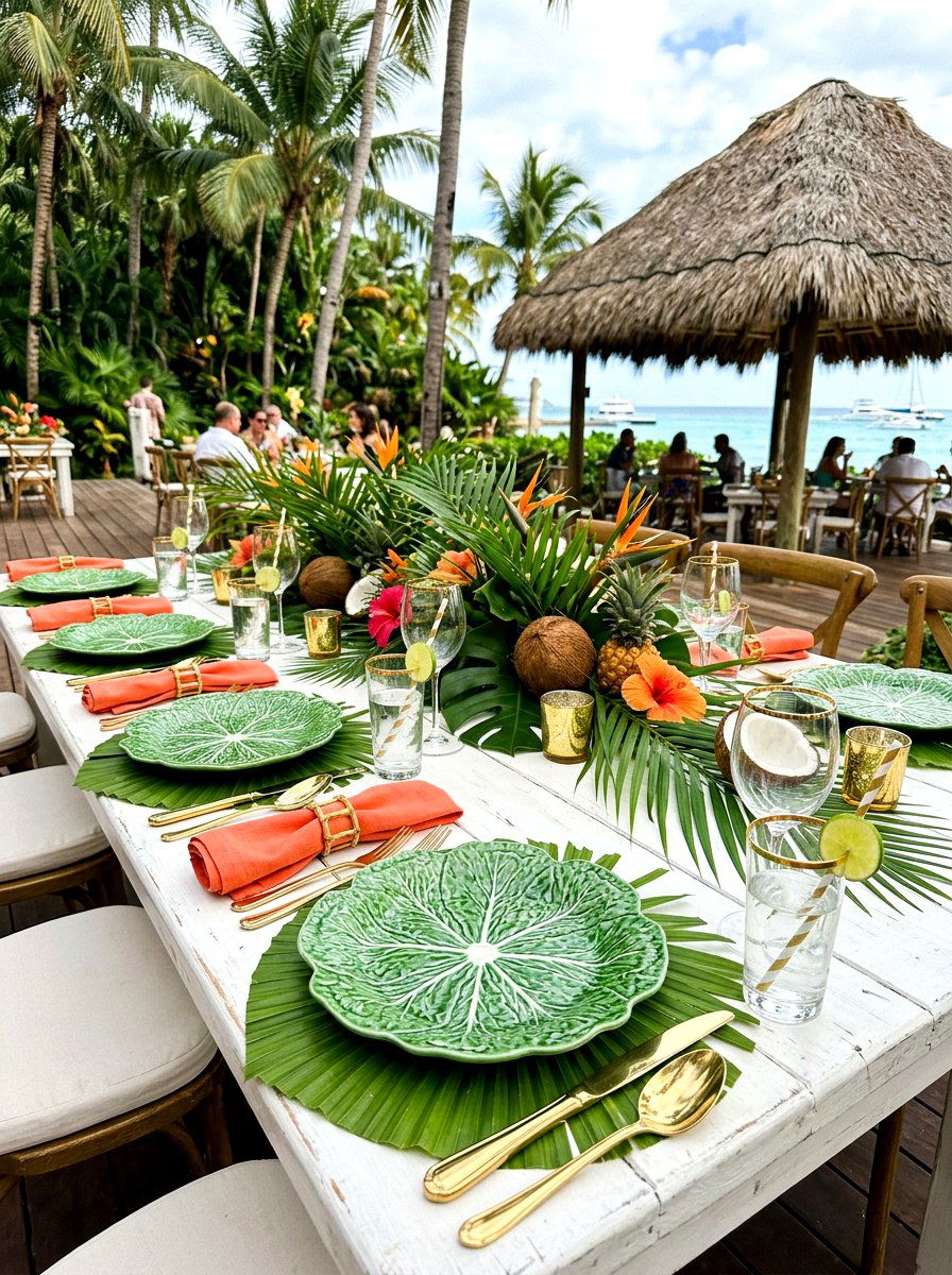Tropical Leaf Table - 30 lettuce plate dining ideas