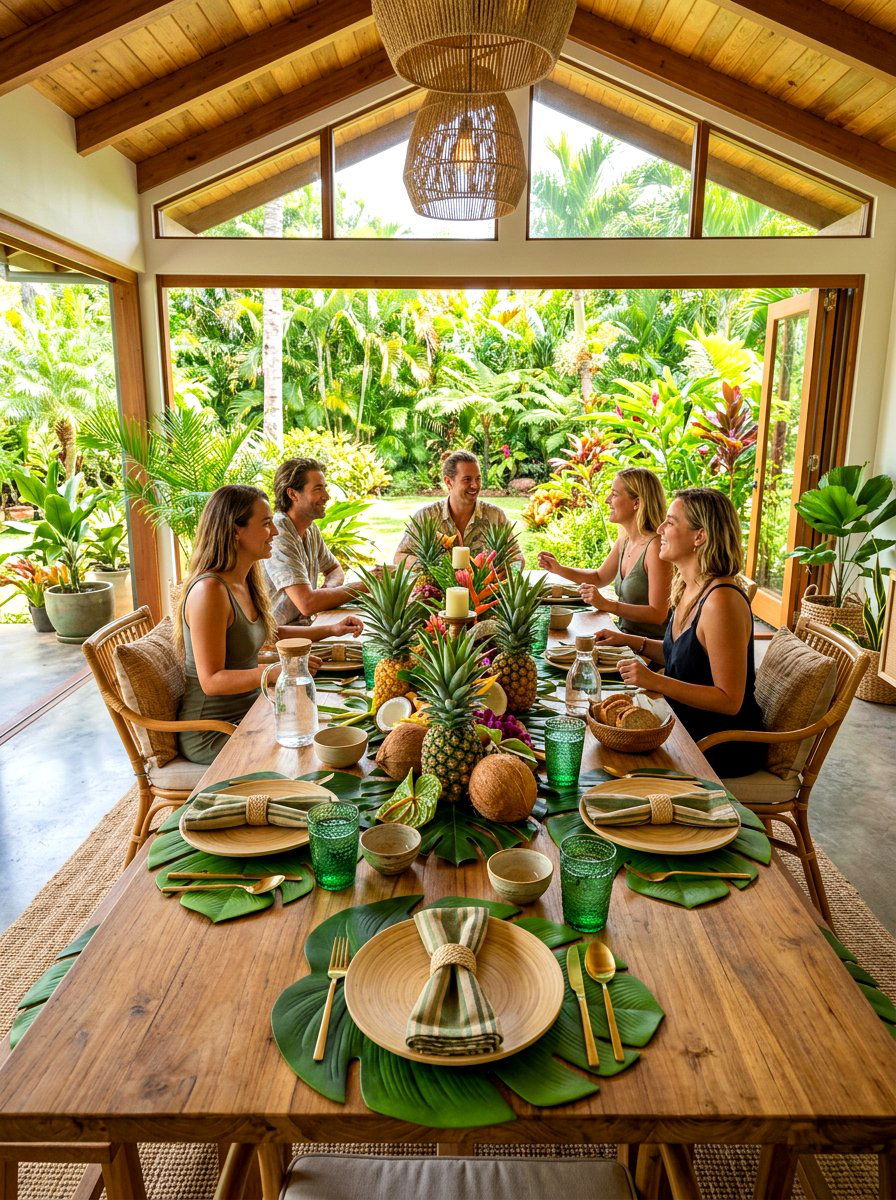 Tropical Leaf Table - 30 collected tablescape ideas aesthetic