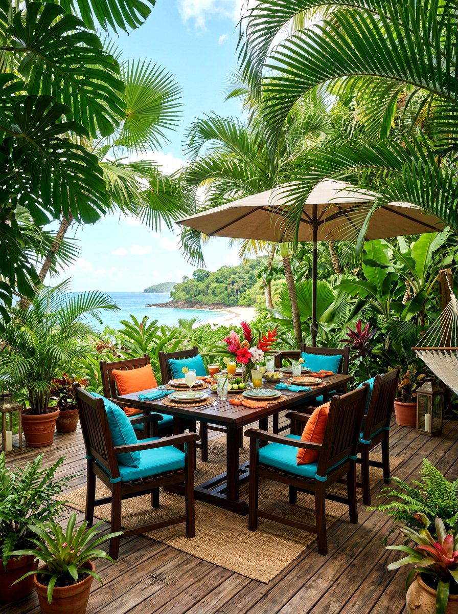Tropical Lush Deck Dining - 30 deck dining zone ideas