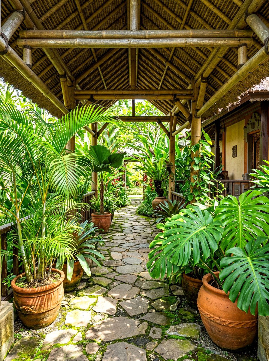Tropical Lush Planted Breezeway - 30 breezeway ideas