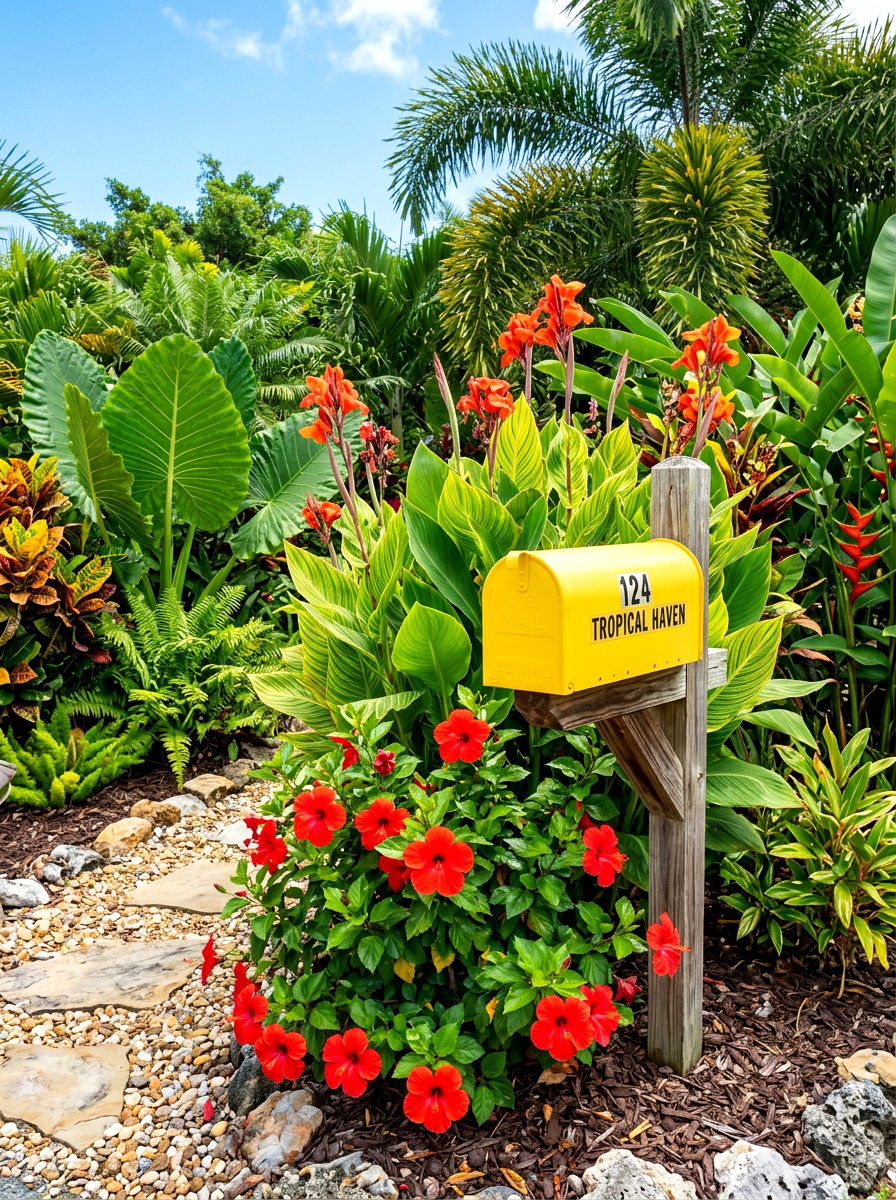 Tropical Mailbox Landscape - 30 mailbox landscaping ideas