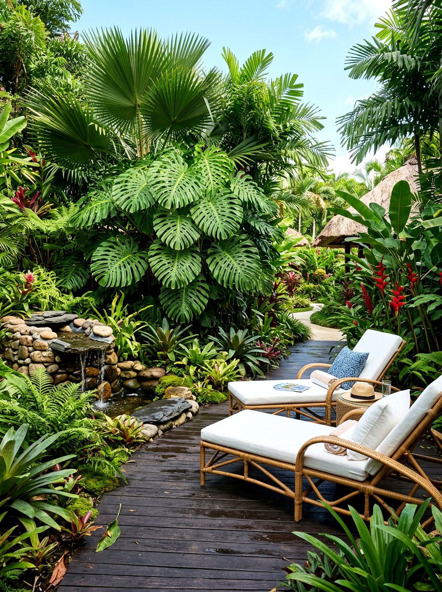 Tropical Oasis Garden - 30 kitchen courtyard garden ideas