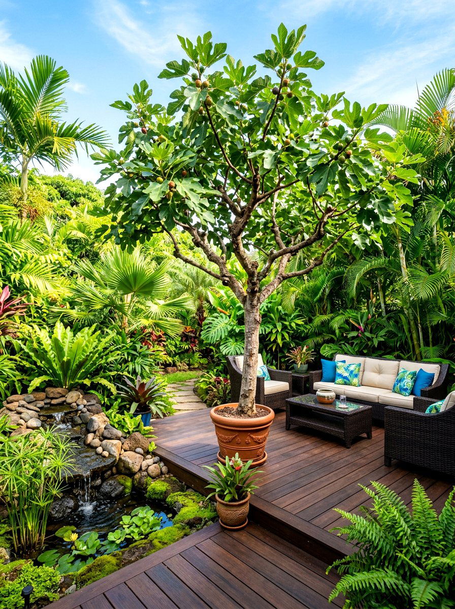 Tropical Oasis Patio Fig Tree - 30 fig tree patio ideas