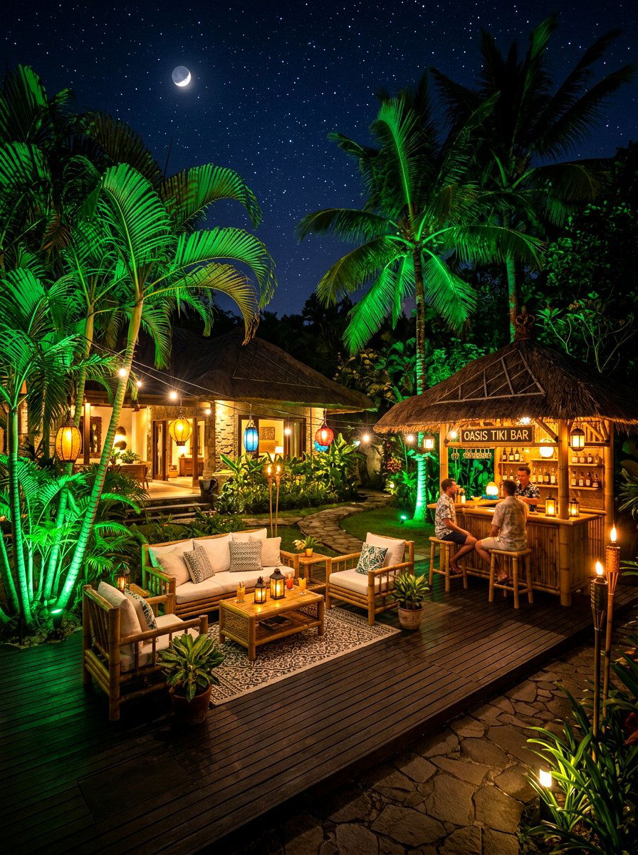 Tropical Oasis Starlit Patio - 30 starlit patio ideas