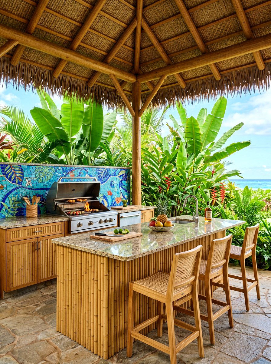 Tropical Outdoor Kitchen - 30 outdoor kitchen lounge ideas