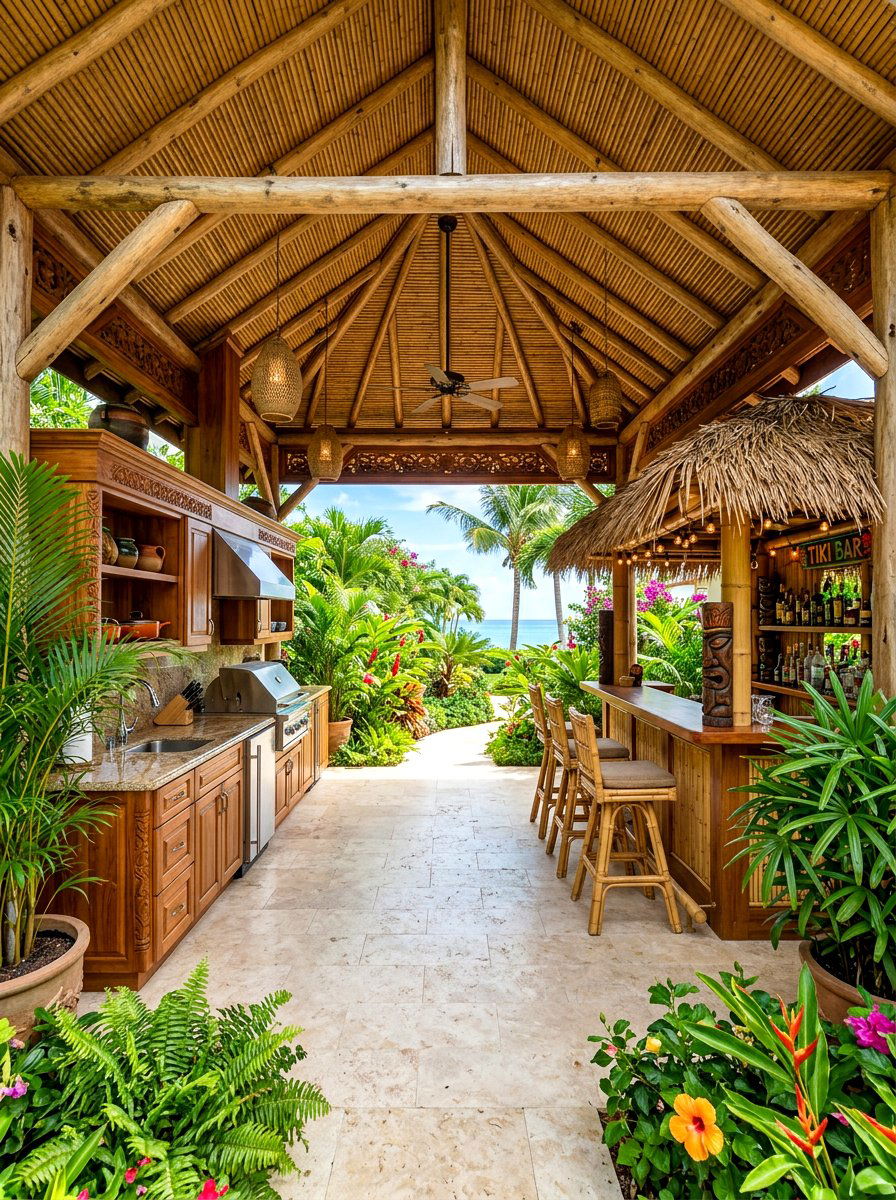 Tropical Outdoor Pavilion Kitchen - 30 outdoor pavilion kitchen ideas