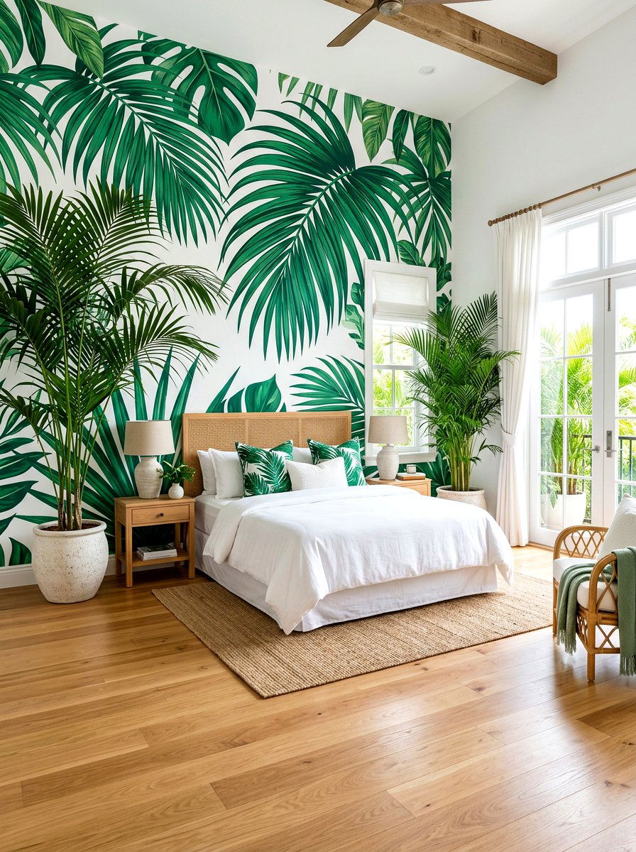 Tropical Palm Bedroom - 30 resort summer bedroom ideas